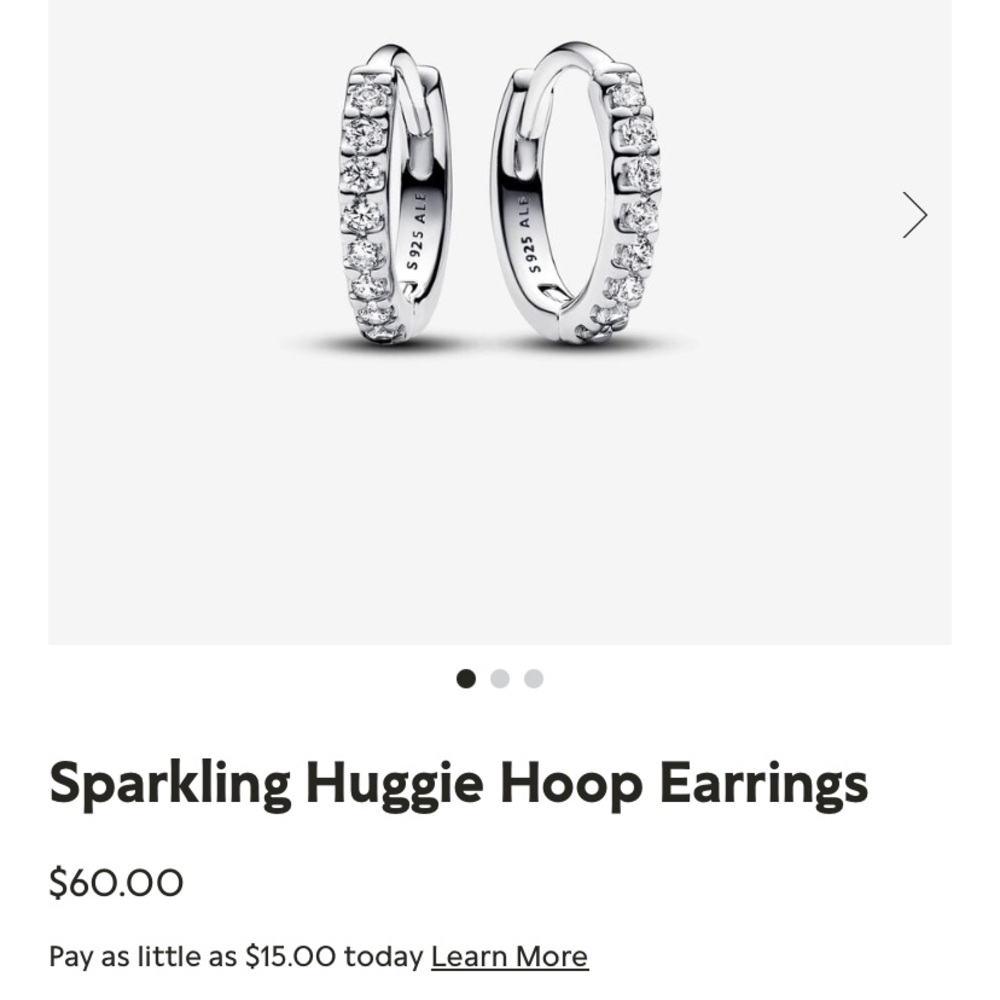 Pandora sparkling huggie sterling silver earrings